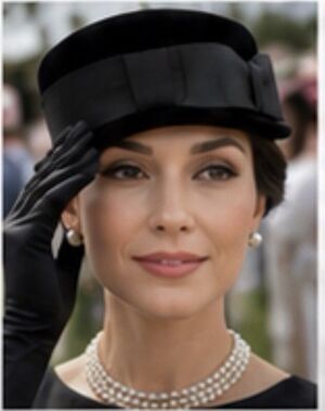 Lucila Mendez Black Velvet Pillbox Hat Bow Cocktail Derby Style